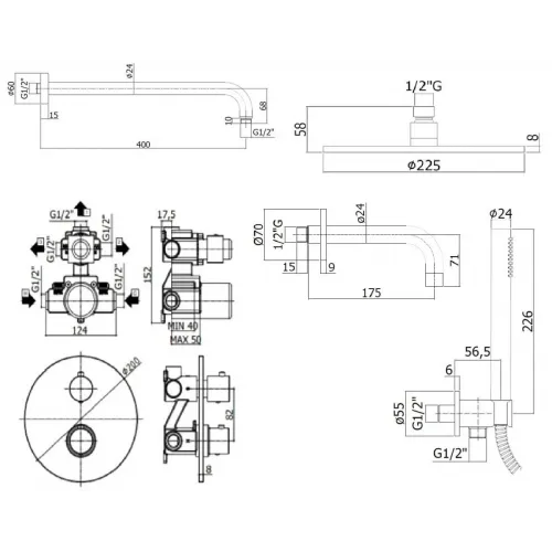 Комплект для ванны PAFFONI Light KITLIQ019BO139