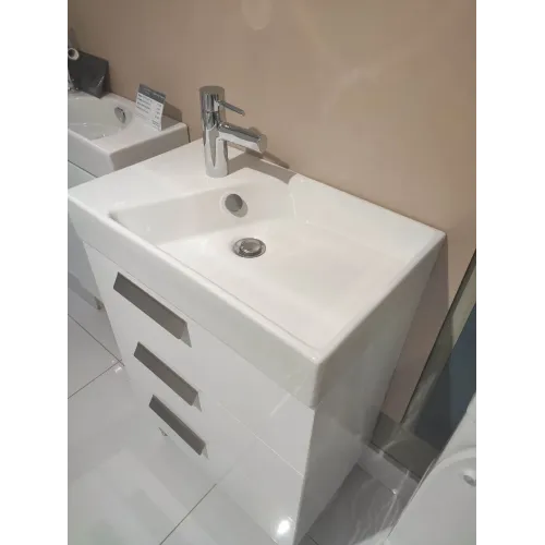 Модуль с раковиной Rythmik 60 см, с ножками, белый глянцевый, выставочный образец, подвесной монтаж EB1306-N18+EXR112-Z-00+EB1313-NF/У Jacob Delafon