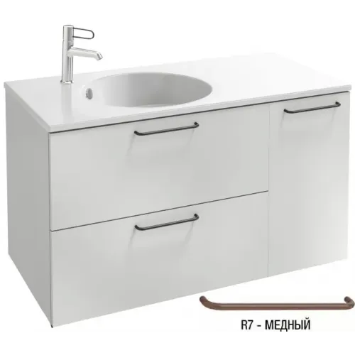 Модуль под раковину Odeon Rive Gauche 100х50,8х56,8 см, 2 ящика + 1 дверца, белый глянцевый, ручки - медный EB2544-R7-N18 Jacob Delafon