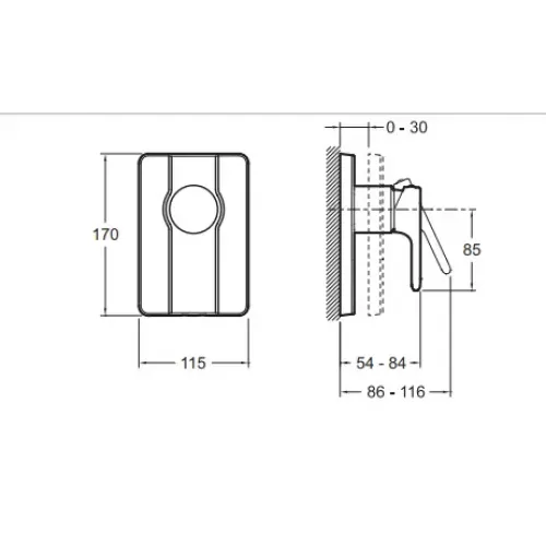Лицевая часть встраиваемого смесителя Singulier 1 функция E98708-CP Jacob Delafon