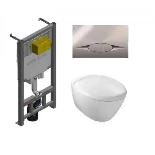 Комплект унитаза с инсталляцией Presqu'ile с глянцевой клавишей хром, с микролифтом, с кнопкой E29025-NF-M7 Jacob Delafon