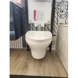 Подвесной унитаз Nouvelle Vague 39х54 см, с м/л, быстросъемное, выставочный образец, безободковый, с сиденьем EDJ102-00+E20069-00/У Jacob Delafon