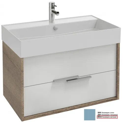 Модуль под раковину Vivienne 79,9х45,2х45,2 см, фасад аквамарин матовый, корпус дуб табак, ручки хром EB1507-E52-M43 Jacob Delafon