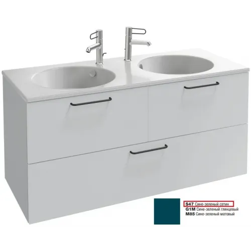 Модуль под раковину Odeon Rive Gauche 120х50,8х56,8 см, 3 ящика, сине-зеленый сатин, ручки - черный EB2545-R9-S47 Jacob Delafon