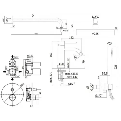 Комплект смесителей PAFFONI Light KITLIG015NO071