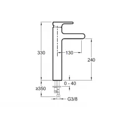 Высокий смеситель на столешницу Singulier 24 см, неповоротный излив, без донного клапана E10861-CP Jacob Delafon