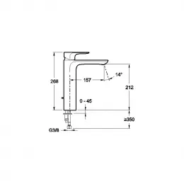 Смеситель для умывальника Aleo высокий, неповоротный излив, без донного клапана E72299-CP Jacob Delafon