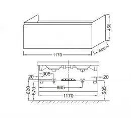 Комплект мебели для ванной Odeon Up 120 см, белый меламин, с подсветкой, подвесной монтаж E4730-00+EB1085-NF+EB887-N18 Jacob Delafon