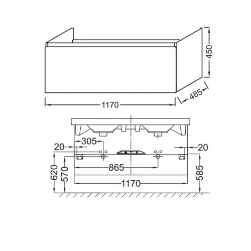 Комплект мебели для ванной Odeon Up 120 см, белый меламин, с подсветкой, подвесной монтаж E4730-00+EB1085-NF+EB887-N18 Jacob Delafon