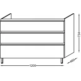 Модуль под раковину Vox 120х46х73,4 см, 3 ящика, черное дерево, встроенные ручки EB2041-RA-E15 Jacob Delafon