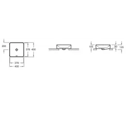 Накладная раковина Vox 40х40х13,5 см, кашемир, без отверстия для смесителя, с отверстием перелива в передней части, санфарфор EVG102-MK4 Jacob Delafon