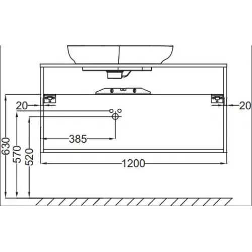 Модуль с раковиной Nouvelle Vague 120 см, фактурный дуб, серая раковина, без отверстия перелива, подвесной монтаж EB3041-E73+EVI002-MG2 Jacob Delafon