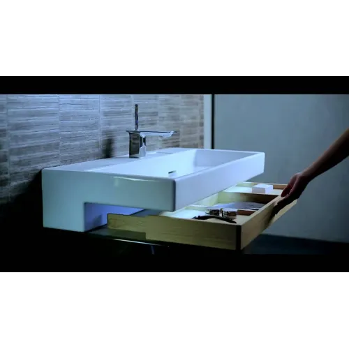 Комплект мебели для ванной Terrace 120 см, блестящий белый лак, раковина без подсветки, подвесной монтаж, с подсветкой EXB112-00+EB1183-NF+EB1188-G1C Jacob Delafon