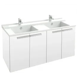 Модуль с раковиной Struktura 120 см, 2 ящика, плавное закрытие, встроенные ручки, двойная рковина-столешница, белая, подвесной монтаж EXF112-00+EB1283-N18 Jacob Delafon