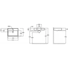 Подвесная раковина Vivienne 61х46,6х12 см, матовая, санфарфор EXBH112-BCM Jacob Delafon