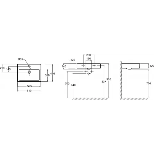 Подвесная раковина Vivienne 61х46,6х12 см, матовая, санфарфор EXBH112-BCM Jacob Delafon