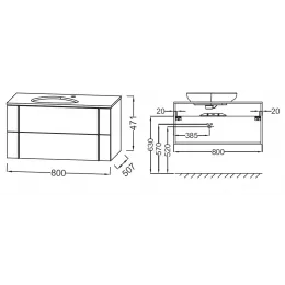 Модуль под раковину Nouvelle Vague 80х51х46,8 см, ореховое дерево, 2 выдвижных ящика EB3039-E16 Jacob Delafon