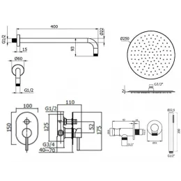 Комплект для душа Plumberia Selection IXO KITXO15NO