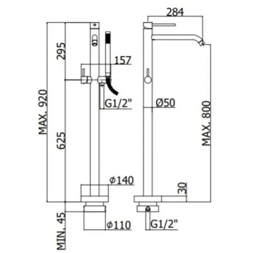 Смеситель для ванны с душем Paffoni Light LIG032BO