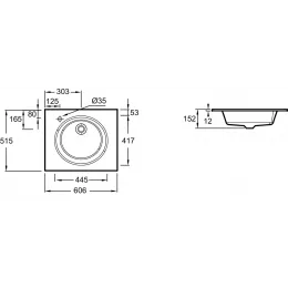Встраиваемая сверху раковина Odeon Rive Gauche 60,6х51,5 см, матовая бронза, стекло, с отв. под смеситель EB2560-DE3 Jacob Delafon