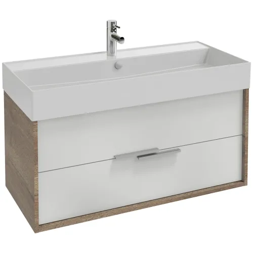 Модуль под раковину Vivienne 99,9х45,2х45,2 см, фасад белый, корпус дуб табак EB1508-E52-N18 Jacob Delafon