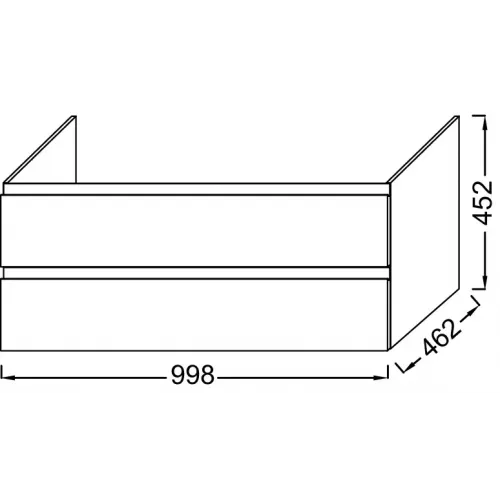 Модуль под раковину Madeleine 99,8х46,2х45,2 см, 2 ящика, встроенные ручки, черный глянцевый, для левосторонней раковины EB2054-J52 Jacob Delafon