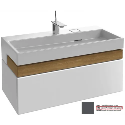 Модуль под раковину Terrace 100х48х38 см, серый антрацит блестящий, верхний ящик из цельного дерева, система push-to-open EB1187-442 Jacob Delafon