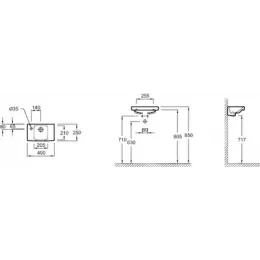 Подвесная раковина Odeon Up 40х25х14 см, с 1 отверстием слева, без переливного отверстия, санфарфор E4759C-X5-00 Jacob Delafon