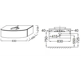 Модуль под раковину Presqu'ile 83х45х22 см, палисандр шпон, 1 выдвижной ящик EB1106-V13 Jacob Delafon