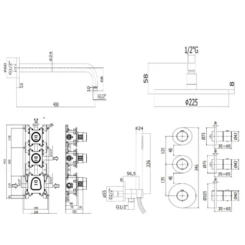 Комплект для душа PAFFONI Modular Box KITMB018HGSP