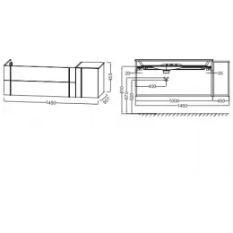 Модуль под раковину Nouvelle Vague 145х50,8х45,2 см, фактурный дуб EB3037-E73 Jacob Delafon