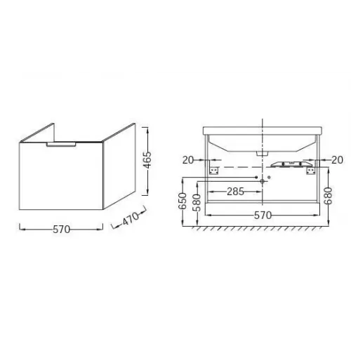 Модуль под раковину Rythmik 38,6х29х36,9 см, арлингтонский дуб, с 1 дверцей, открытие вниз EB1096-E70 Jacob Delafon