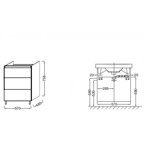 Модуль под раковину Odeon Up 57х48,5х74 см, квебекский дуб EB990-E10 Jacob Delafon