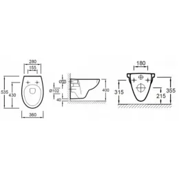 Подвесной унитаз Patio 36х53,5 см, без сиденья E4187-00 Jacob Delafon