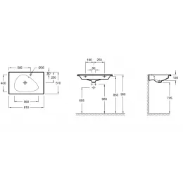 Мебельная раковина Nouvelle Vague 81х51 см, кашемир, шлифованная нижняя кромка, 1 отверстие для смесителя EXAR112-Z-MK4 Jacob Delafon