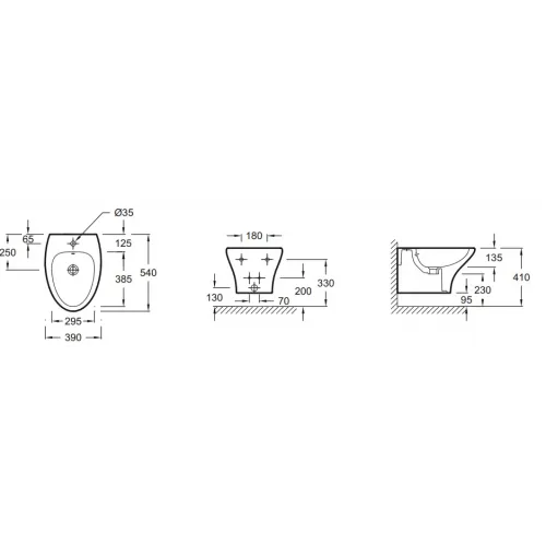 Биде Nouvelle Vague 39х54 см, подвесное, без крышки EMD0002-00 Jacob Delafon