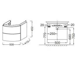 Модуль под раковину Presqu'ile 50х41х45 см, серый титан лак, 2 выдвижных ящика EB1102-N21 Jacob Delafon