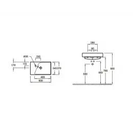 Подвесная раковина Rythmik 60х11х37 см, с гладкой нижней поверхностью, санфарфор, угловая XR112K-Z-00 Jacob Delafon