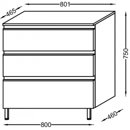 Тумба для ванной Vox 3 ящика, черное дерево, встроенные ручки, подвесной монтаж 80х46 см EB2066-RA-E15 Jacob Delafon
