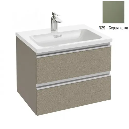 Модуль с раковиной Vox 60 см, серая кожа, 2 выдвижных ящика, гладкая нижняя поверхность, подвесной монтаж EXAF112-Z-00+EB2030-RA-N29 Jacob Delafon