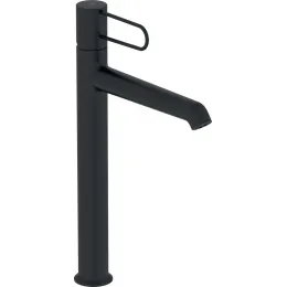 Высокий смеситель на столешницу Odeon Rive Gauche 33,2 см, черная ручка, неповоротный излив, чёрный цвет, без донного клапана E21031-BL-BL Jacob Delafon