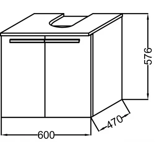 Модуль под раковину Struktura 60х47х57,6 см, 2 дверцы, серый антрацит EB1384-N14 Jacob Delafon