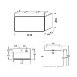 Модуль под раковину Terrace 80х48х38 см, белый глянцевый, верхний ящик из цельного дерева, система push-to-open EB1186-G1C Jacob Delafon