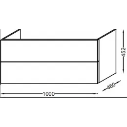 Модуль с раковиной Vox 100 см, ореховое дерево, прямоугольные ручки, левосторонняя раковина, подвесной монтаж EXAC112-Z-00+EB2075-R2-E16 Jacob Delafon