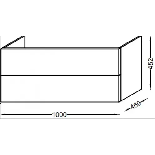 Модуль с раковиной Vox 100 см, ореховое дерево, прямоугольные ручки, левосторонняя раковина, подвесной монтаж EXAC112-Z-00+EB2075-R2-E16 Jacob Delafon