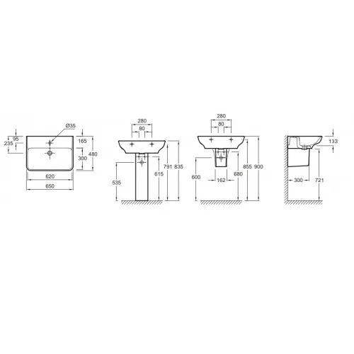 Модуль с раковиной Struktura 65 см, белый блестящий, подвесной монтаж EB1383-N18+EGC111-Z-00 Jacob Delafon