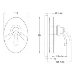 Лицевая часть встраиваемого смесителя Fairfax 1 функция E10242-4-CP Jacob Delafon