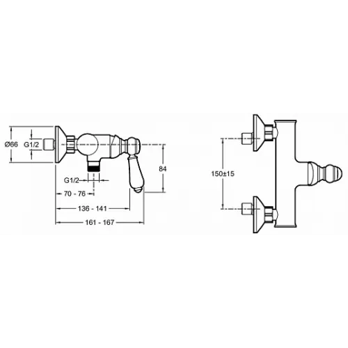 Настенный смеситель без излива Louise хром / белый, без лейки E24362-CP Jacob Delafon