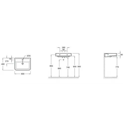 Модуль с раковиной Replay 60 см, серый ясень, 1 отверстие под смеситель, подвесной монтаж E4489-00+EB1070-270 Jacob Delafon