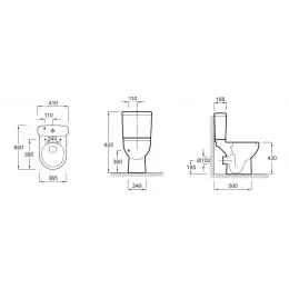 Унитаз-компакт Odeon Up 41х60 см, нижняя подводка, горизонтальный выпуск, без сиденья 18557K-00+E4740-00 Jacob Delafon